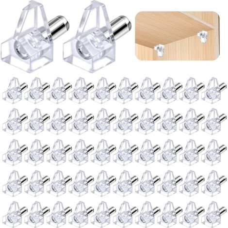 50 soportes de plástico transparente para estantes Adecuados para muebles de cocina, estantes, armarios, etc (1/5)