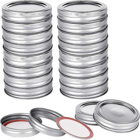 Lot de 20 pièces pot couvercles et rings lot pour regular, pour boule kerr pots 70 mm (1/5)