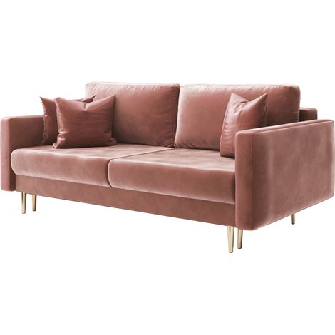Selsey - Schlafsofa Valico, mit Schlaffunktion, für 3 Personen in Rosa Velvet, 230 cm (1/5)