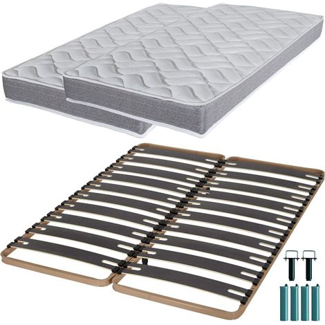 Matelas mousse + Sommier métal C310 2x90x190 Morgan - Hauteur 17 cm - Soutien ferme (1/5)