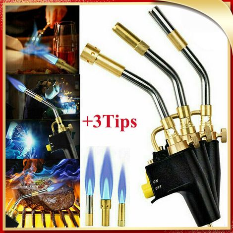 Soudeur au propane avec raccord gaz MAPP avec fonction de soudage et brasage, outil de tuyauterie + 3 buses