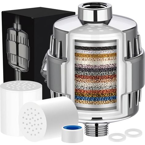 Filtre de douche à 36 niveaux, filtre de douche à vitamine C pour eau dure, filtre anti-calcaire avec 1 cartouche filtrante pour éliminer le chlore, le fluorure et le calcaire (1/5)