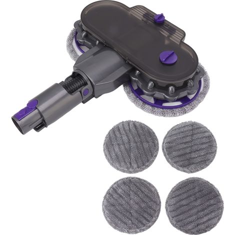 Tête de balai électrique avec 4 lingettes de nettoyage, pour lavage à sec et humide, compatible avec les modèles V7, V8, V10, V11, V12 et V15. (1/4)