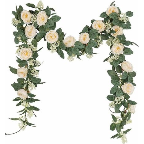 Künstliche Blumengirlanden aus Kunstseide, für Rattanstühle, 2 m, Rosenblumengirlande, Simulation, hängende Dekoration, Blumen und Blätter, Heimdekoration, Hochzeitsfeier, Garten, künstliche Rebe, 2 S (1/5)