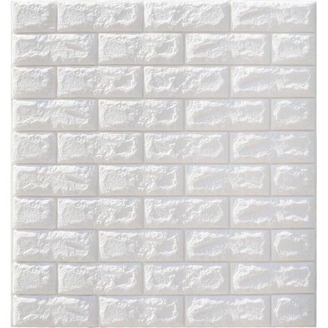 1PC 3D Sticker Autocollant Mural - Bricolage Brique Mousse Papier Peint Imperméable - 70x38.5CM - Blanc Sasicare (1/5)