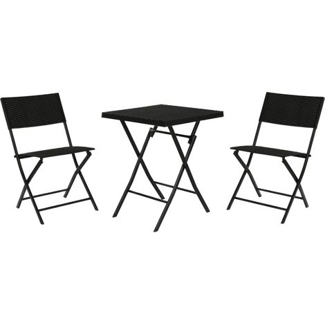 Mesa Set 3 Ratan Sintetico Acero 58X58X71,5 Negro (1/5)