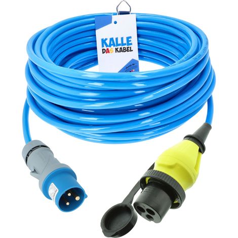 Kalle Landanschlusskabel CEE 230V 16A 2,5 mm² Philippi Kupplung 32A Extreme Blau IP44 10 Meter