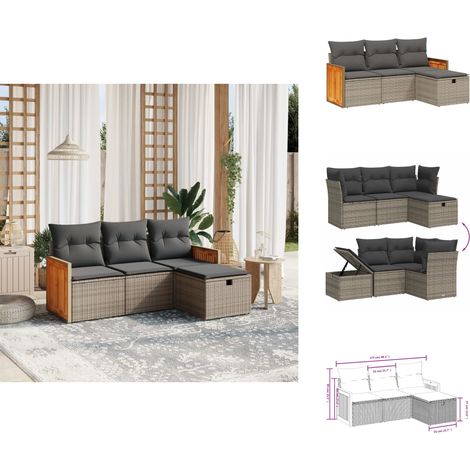 Salon de jardin 4 pcs avec coussins gris résine tressée - Ensemble Salon De Jardin - Salon De Jardin Extérieur - Mobilier De Jardin - Canapé Jardin - Fauteuil Jardin (1/4)
