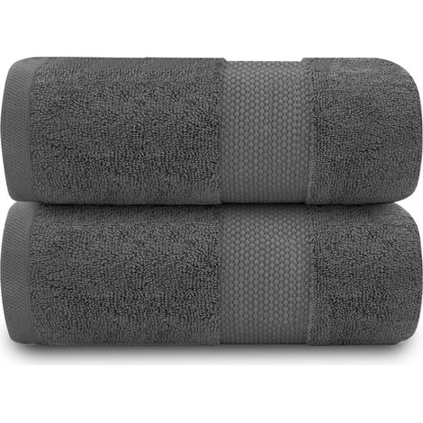 Set mit 2 Badetüchern, 100 % Baumwolle, 700 g/m², 70 x 125 cm, anthrazit, Badezimmer