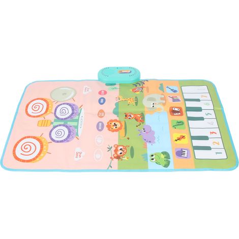 Tapis musical pour tout-petits, piano de sol, clavier, tambour, tapis imperméable, couverture éducative précoce avec animaux, tapis de jeu tactile avec 2 baguettes (1/5)