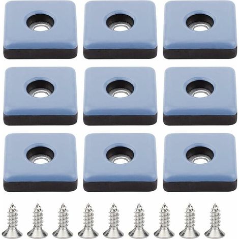 24 Teflon-Möbelgleiter, 25 mm Stuhlbeine mit Schrauben, quadratische Stuhlgleiter zum Einschrauben, geeignet für Bürostühle und Holzböden