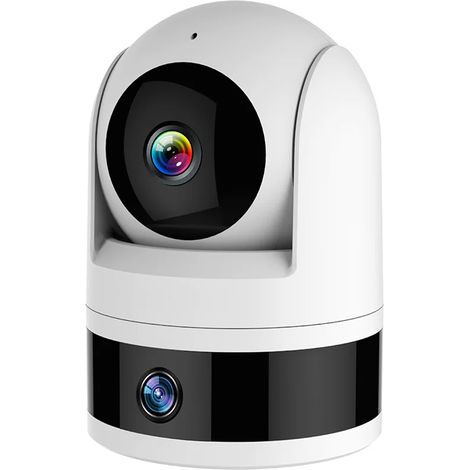 Caméra de sécurité intelligente à double objectif anti-graffiti, babyphone, caméra WiFi sans fil d'intérieur (1/5)