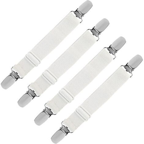 Tendeur élastique pour drap housse – Lot de 4 – Fixation ajustable 16-53 cm – Maintien sécurisé pour draps, housses de canapé et repassage
