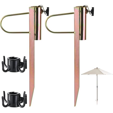 Lot de 2 Supports Métal Parasol, Ajustable pour Parasol de 22 à 32mm, Idéal Jardin & Terrasse (1/5)