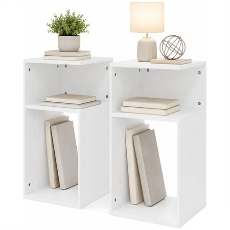 HOMCOM Set 2 Tavolini da Salotto Moderni con Ripiano Aperto, Bianco (1/3)