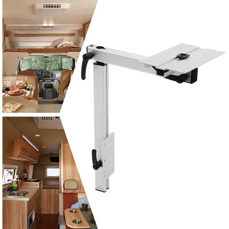 YISSALE - Pied de Table Réglable 360° pour Camping-Car et Yacht - Support Pivotant Aluminium Anodisé, 50 kg, Hauteur +17 cm, Base 20x12,8 cm, Plateau 25x16,5 cm, Argent (1/5)