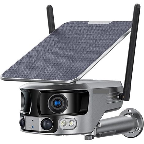 Caméra de sécurité à Domicile Caméra de sécurité Solaire 4G, Angle de Vue Ultra Large de 180 °, extérieur, Zoom 4X, Double Objectif, détection Humaine PIR, CCTV(4K 4G NO SD Card) (1/5)