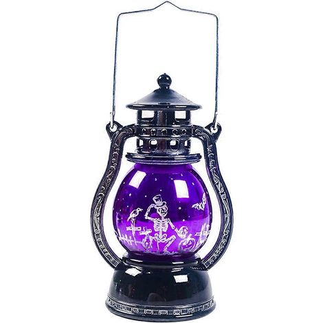 Veilleuse décorative d'Halloween, idéale pour une table, un comptoir de cuisine ou une étagère. Lampe électronique à bouton-poussoir. (1/5)