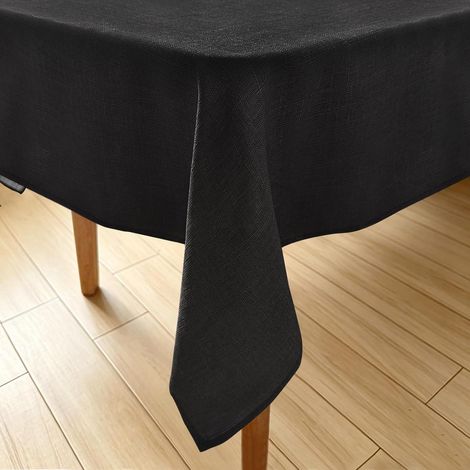 Nappe lavable aspect lin noir 140x240 cm rectangulaire