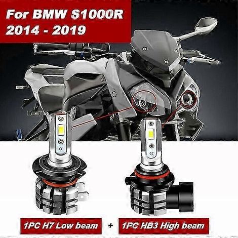Kit de conversion d'ampoules LED CANbus H7 + HB3 pour phares de moto (2 pièces, 6000K) pour BMW S1000R 2014-2019 (1/5)