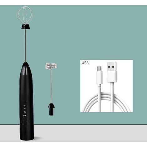 Mousseur à lait électrique USB Accessoire en acier inoxydable (noir) (1/4)