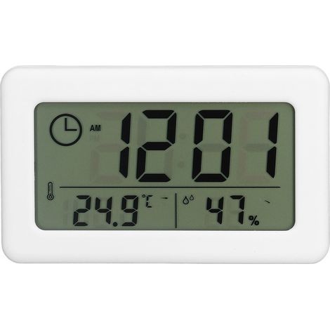 Horloge Numérique Murale Design Miroir Moderne Portable Pratique Blanc Mini (1/5)