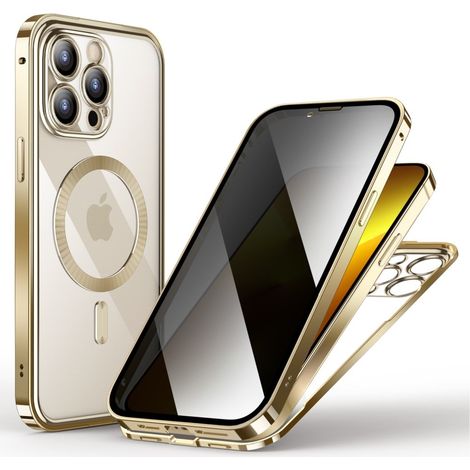 iPhone 13 Pro Hülle, Sichtschutz durch Doppelglas, MagSafe-kompatibel, Gold