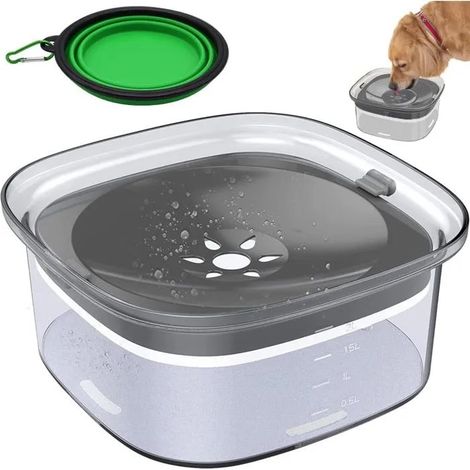 Bol d'eau compagnie 2L anti-goutte, flottant, anti-débordement, transparent, grande capacité, facile à nettoyer, pour chien et chat (1/4)