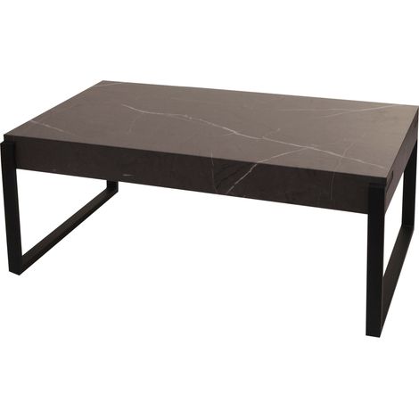 Couchtisch HHG-699, Wohnzimmertisch Beistelltisch Sofatisch, Metall 43x110x64cm Marmor-Optik grau