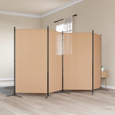 vidaXL Paravento a 4 Pannelli Beige 346 x 180 cm Tessuto