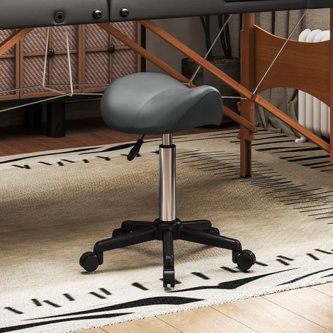 Sgabello con ruote, sedia da lavoro con altezza regolabile 45-57 cm e sedile ergonomico, 48x47x45-57 cm, grigio (1/5)