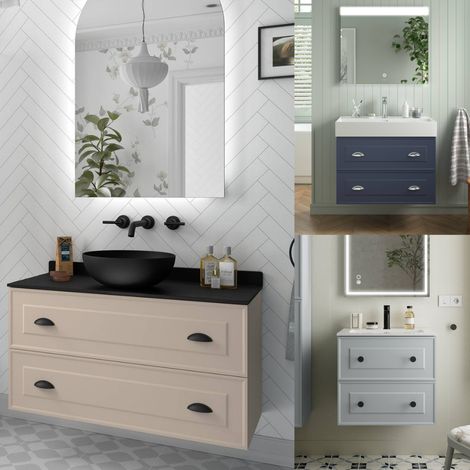 Meuble bain suspendu GATSBY 2 tiroirs, 7 Couleurs, 3 Largeurs (1/5)