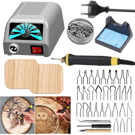Kit de Pyrograveur Sur Bois, Graveur Bois 100-800℃ Réglable, 30 Pointes, Pirogravure DIY pour Adultes (1/5)