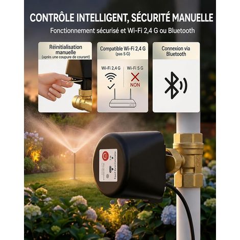 WiFi Connected Valve, Brass Motorized Shut-Off Valve with Timer And App, Compatible with Alexa/Google, Ideal for Garden, Pool, Greenhouse And Hydroponics, 1/2 Inch (1/2)