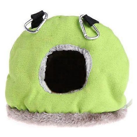 Nid suspendu chaud pour oiseau en hiver, hamac douillet pour cage, tente cachette en peluche pour perroquet, abri pour dormir, jouer et se reposer - Vert