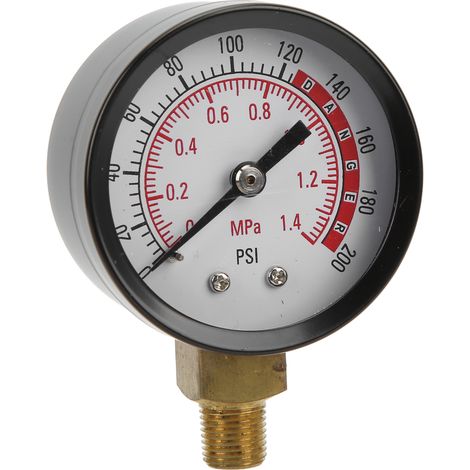 Manomètre radial Y50 cadran rond acier inox brassé air huile eau 1/8in NPT 0-1.4mpa 0-200psi (1/5)