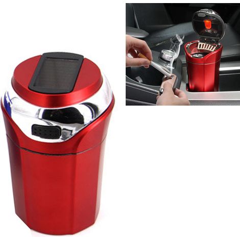 Cendrier solaire innovant pour voiture, porte-cigarettes avec couvercle et lumière LED rouge, compatible avec la plupart des véhicules (1/5)