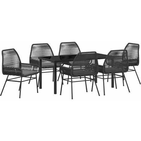 Maison Exclusive - Set da Pranzo per Giardino con cuscino 7 pcs Nero polyrattan (1/5)