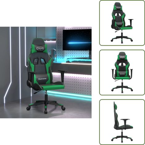Schienale regolabile - vidaXL Sedia da Gaming Nera e Verde in Similpelle - Design girevole