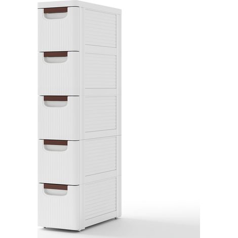 3/4/5/6-Drawer Rolling Organizer Unit Narrow Storage Cabinet with Built-In Wheels for Small Space-5-Drawer (1/5)
