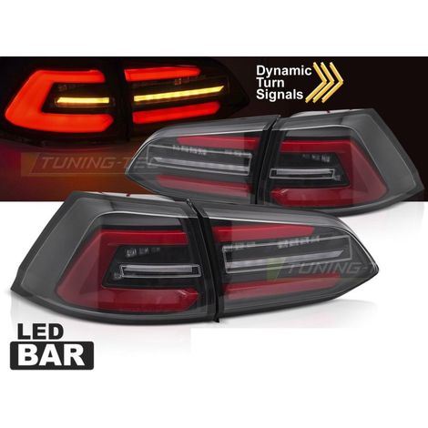 Paire de feux arriere VW Golf 7 13-17 FULL LED BAR Dyn Noir Blanc Rouge (1/4)