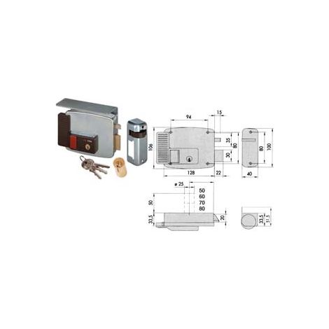 ELETTROSERRATURA PER CANCELLI CON TETTO E PULSANTE INTERNO 11731  mm.80 DX (11731801)    CISA