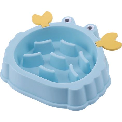 Bol pour animaux de compagnie bol de nourriture lente mangeoire anti-touffement bol de nourriture lente crabe bol de chien pratique(bleu) (1/5)