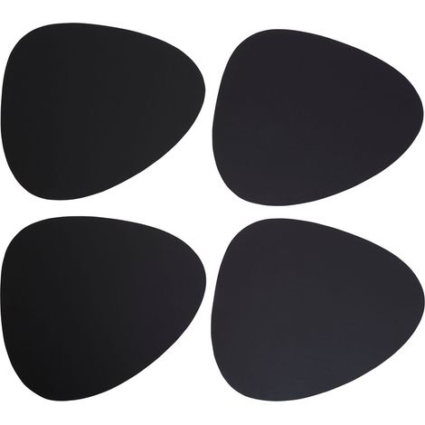 Premier Housewares Placemats Black Pebble Place mats Mat Leather Table Mats Set Of 4 w40 x d36 x h1cm (1/4)