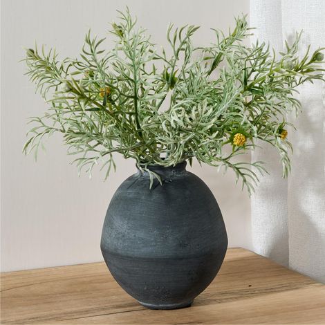Vase à fleurs rustique en céramique de 15,7 cm, mignon bohème pour décoration d'intérieur, vase en terre cuite de ferme pour salon, table, étagère, décoration de cheminée, ferme, noir naturel (1/5)