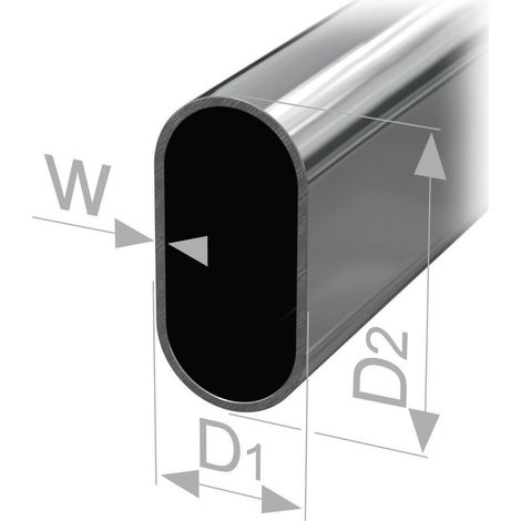 Tube d'armoire ovale, non soudé, acier hauteur du tube 30 mm, largeur du tube 15 mm, épaisseur de paroi 1 mm, 2500 mm PG