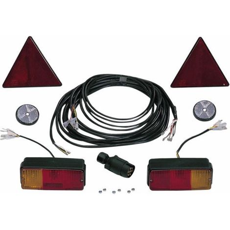 Lem Select – Kit éclairage remorque 7,5 m + 2,2 m – Feux halogènes arrière – Catadioptres rouges et blancs – Câblage pré-monté
