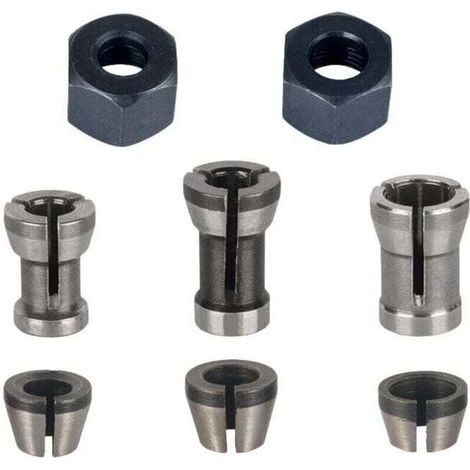 Enowelir Lot de 8 Mandrins de Fraiseuse avec Collets 6 mm 6.35 mm 8 mm et Pince de Serrage pour Défonceuse (1/5)