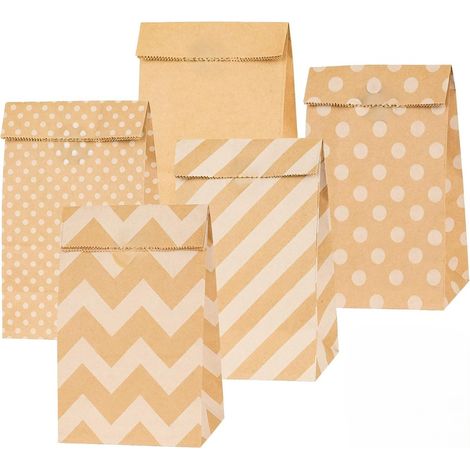 Sacs en papier kraft, lot de 20 sacs cadeaux, sacs en papier kraft, sacs en papier pour emballage, cadeaux publicitaires, fêtes d'enfants (1/4)