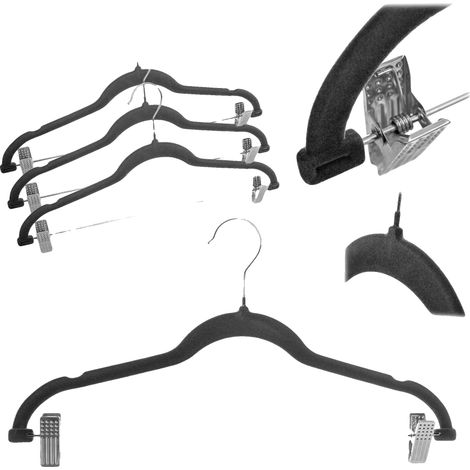Percha de terciopelo, 30 cm de largo, apta para diversos tipos de ropa, cuelga la ropa de forma segura, materiales no tóxicos. (1/5)